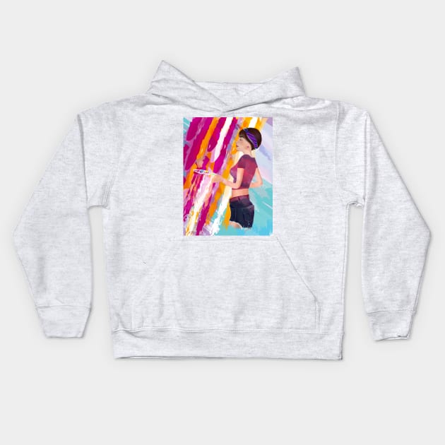 Girl painter and colorful artist paint palette Kids Hoodie by Salma Ismail